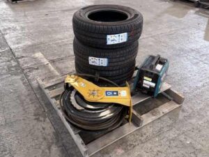 Pallet Containing Hose Reel, Makita Generator & Tyres