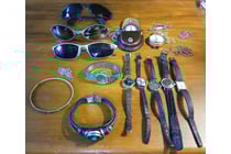 6 WATCHES, 3 SUNGLASSES, 2 POCKET WATCHES, MISC...